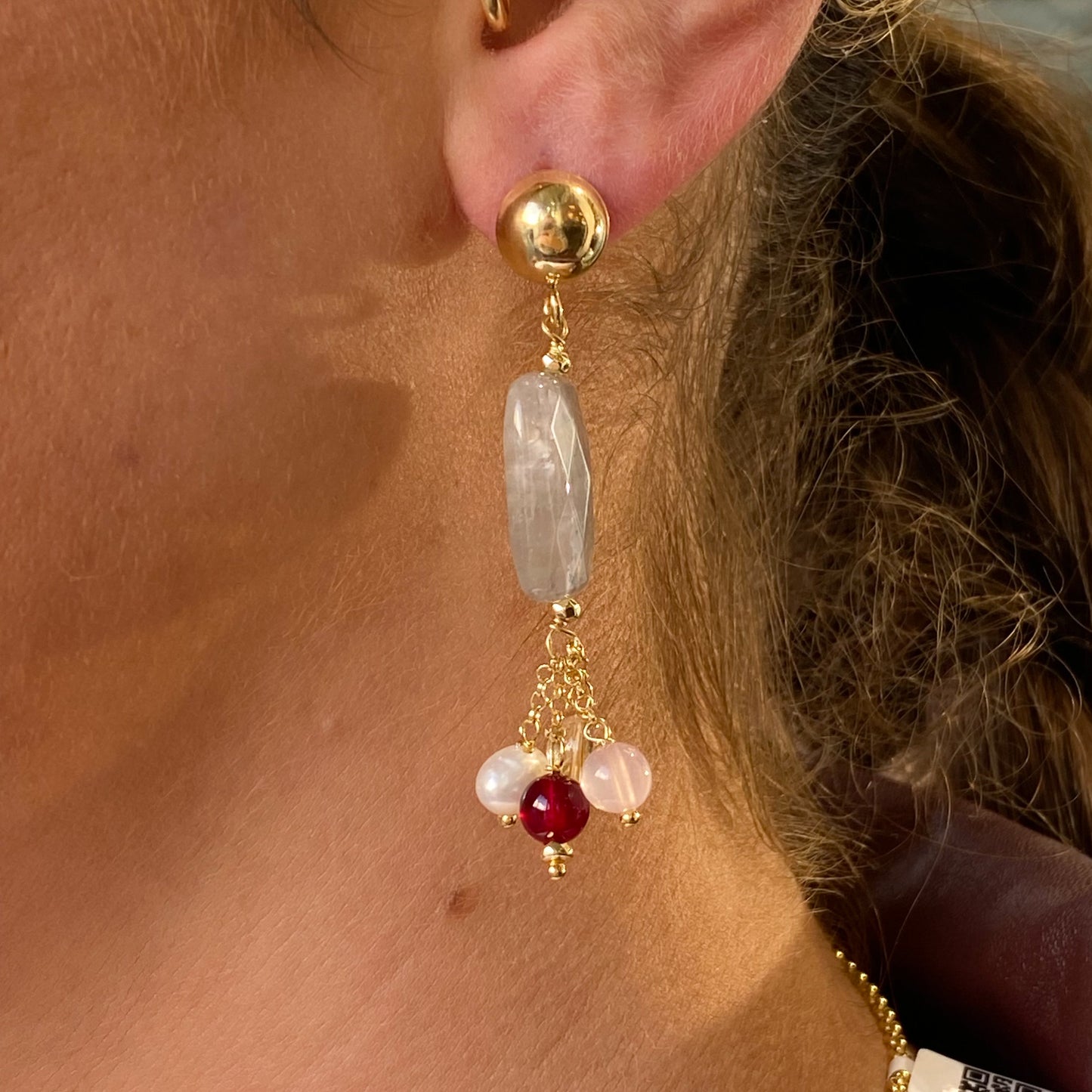 Baroque Drop Earrings | Horos | Garnet & Quartz