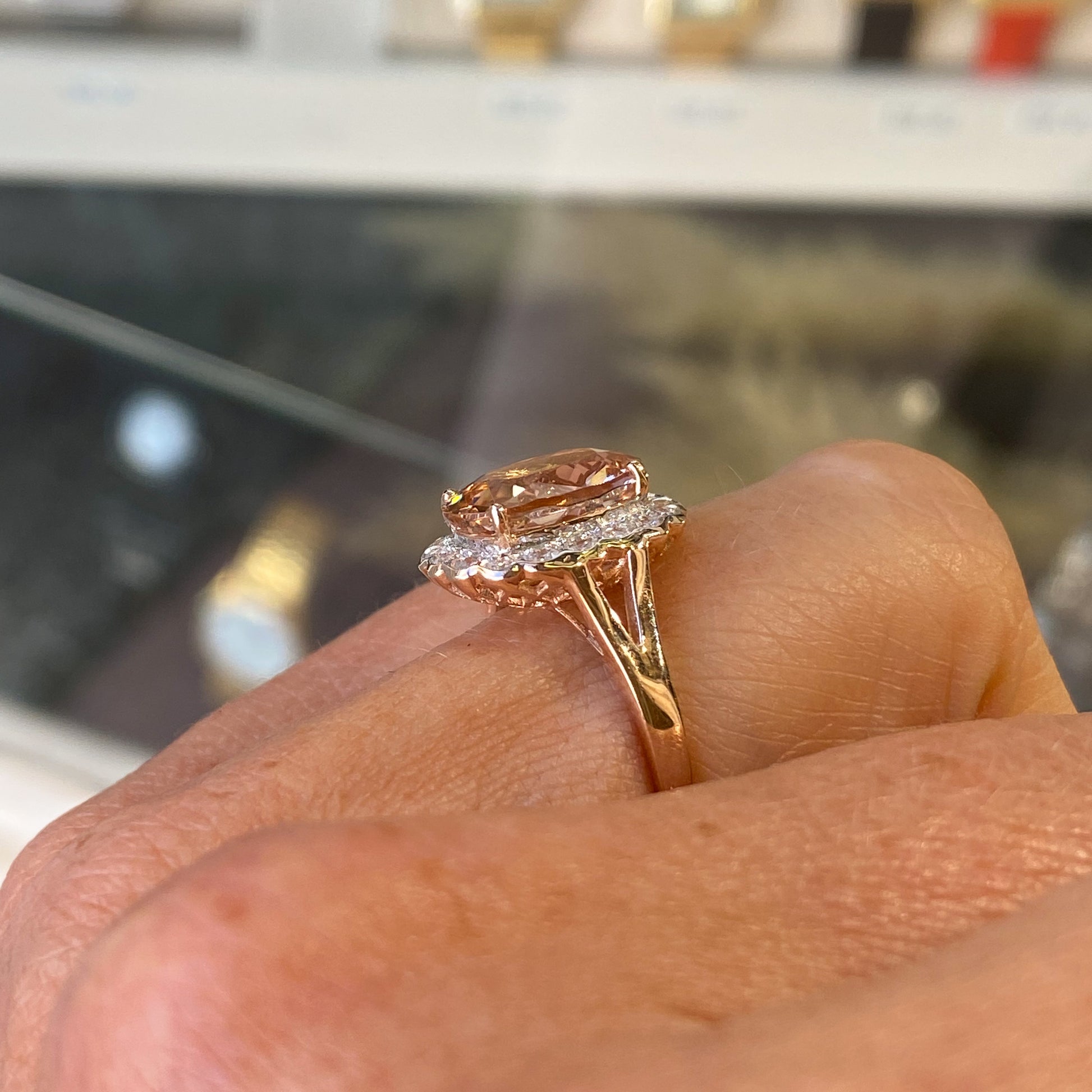 9ct Rose Gold Morganite & Diamond Ring - John Ross Jewellers