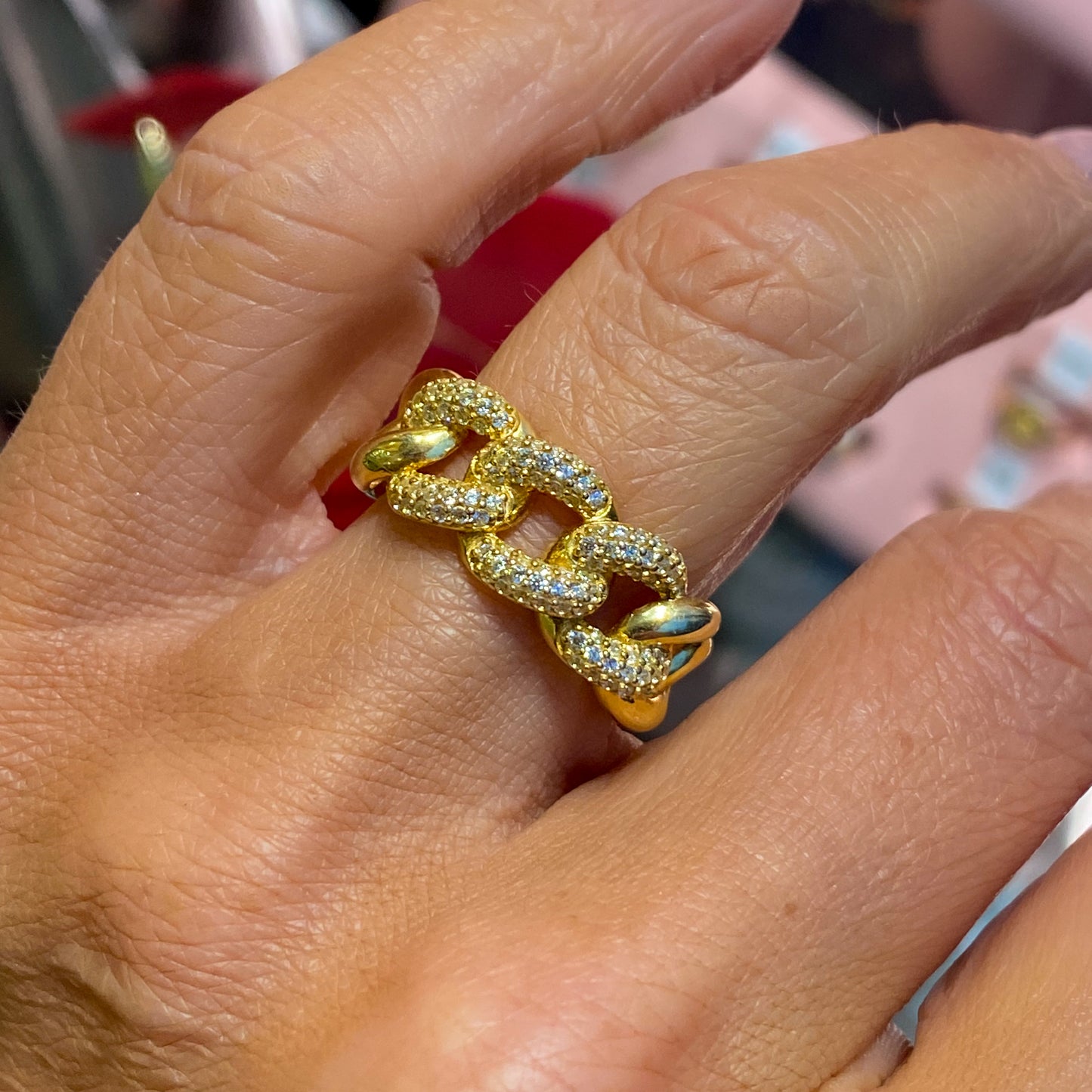 Sunshine Chunky CZ Curb Chain Ring - John Ross Jewellers