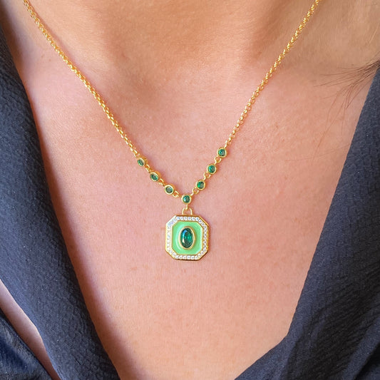 Sunshine Enamel Sensation Necklace | Lime & Emerald - John Ross Jewellers