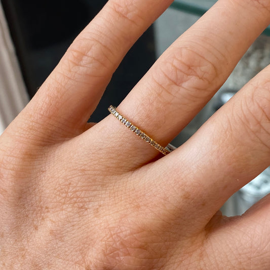 18ct Gold Skinny Diamond Set Eternity/Wedding Band - John Ross Jewellers
