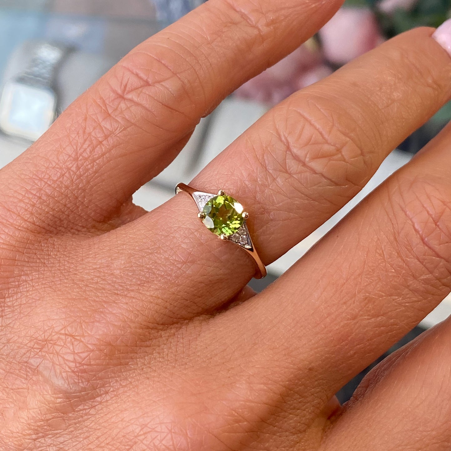 9ct Yellow Gold Peridot & Diamond Ring - John Ross Jewellers