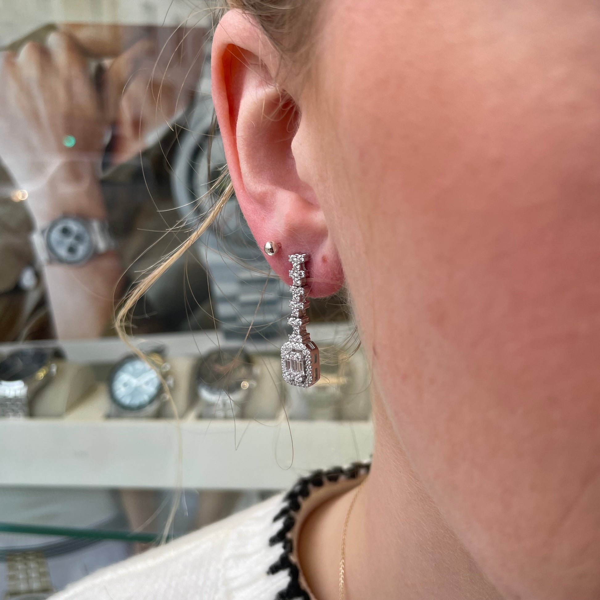 Silver CZ Drop Earrings - John Ross Jewellers