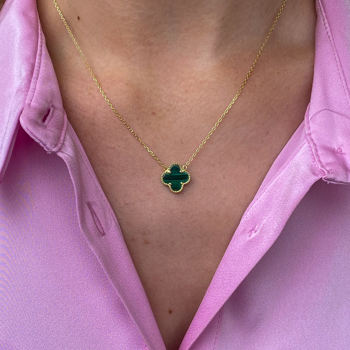 Sunshine Malachite Quatrefoil Necklace