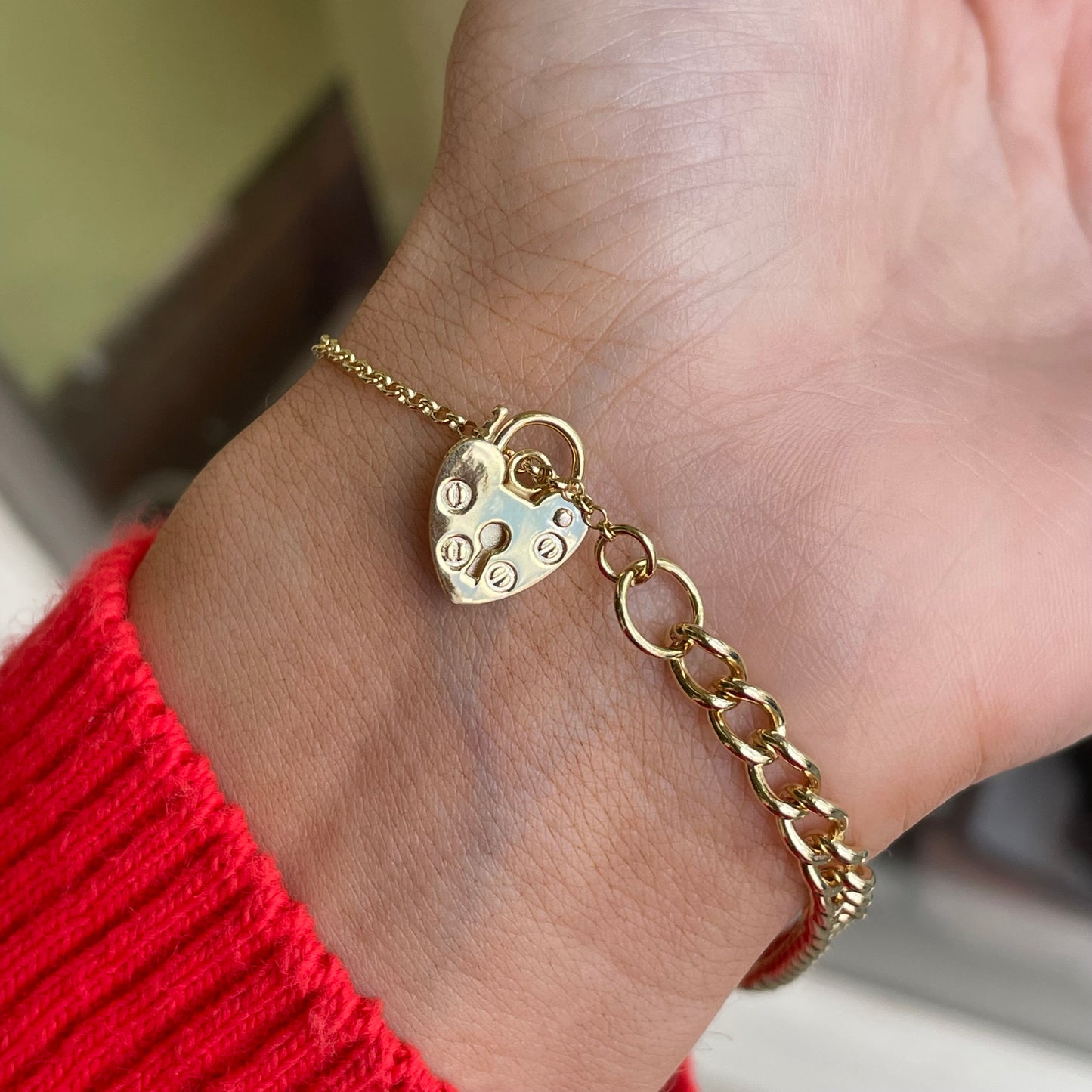 9ct Gold Charm Bracelet with Padlock