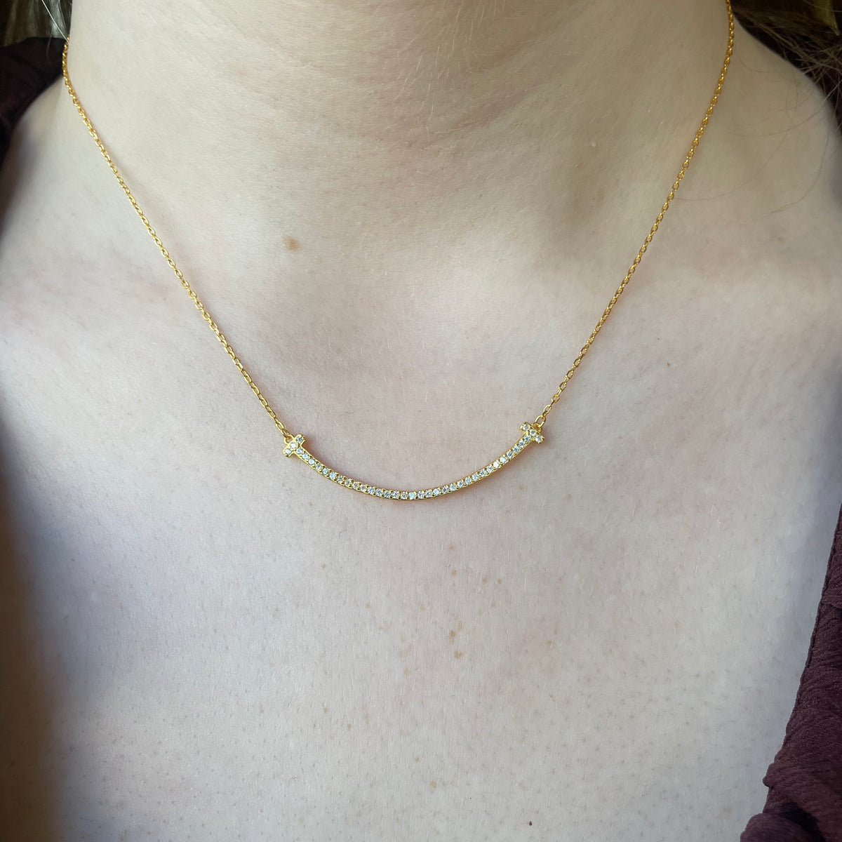 Sunshine Curved CZ Bar Necklace