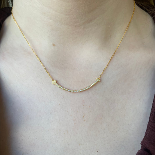 Sunshine Curved CZ Bar Necklace