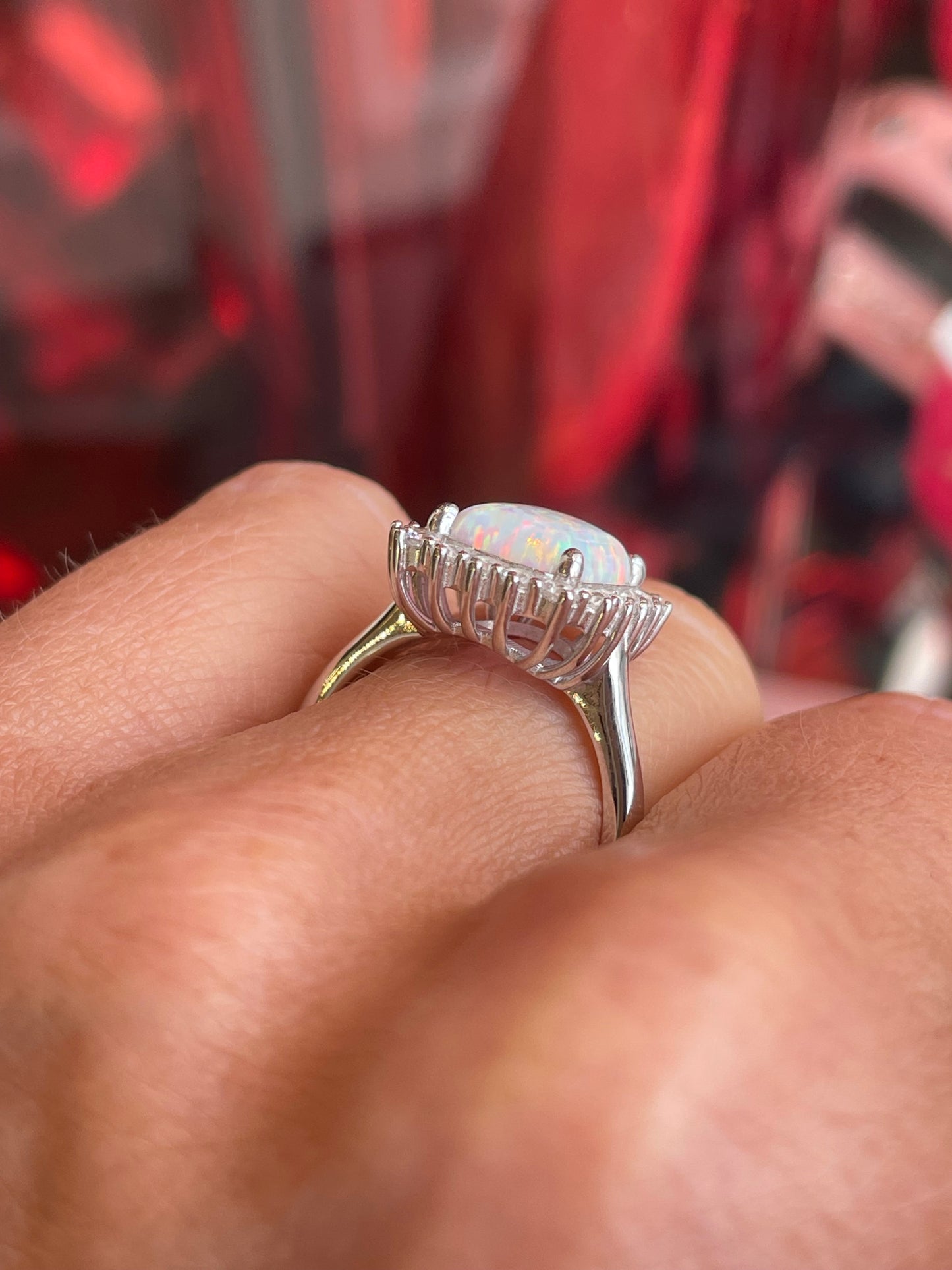 Silver Radiant Cluster Ring | Opalique & CZ - John Ross Jewellers