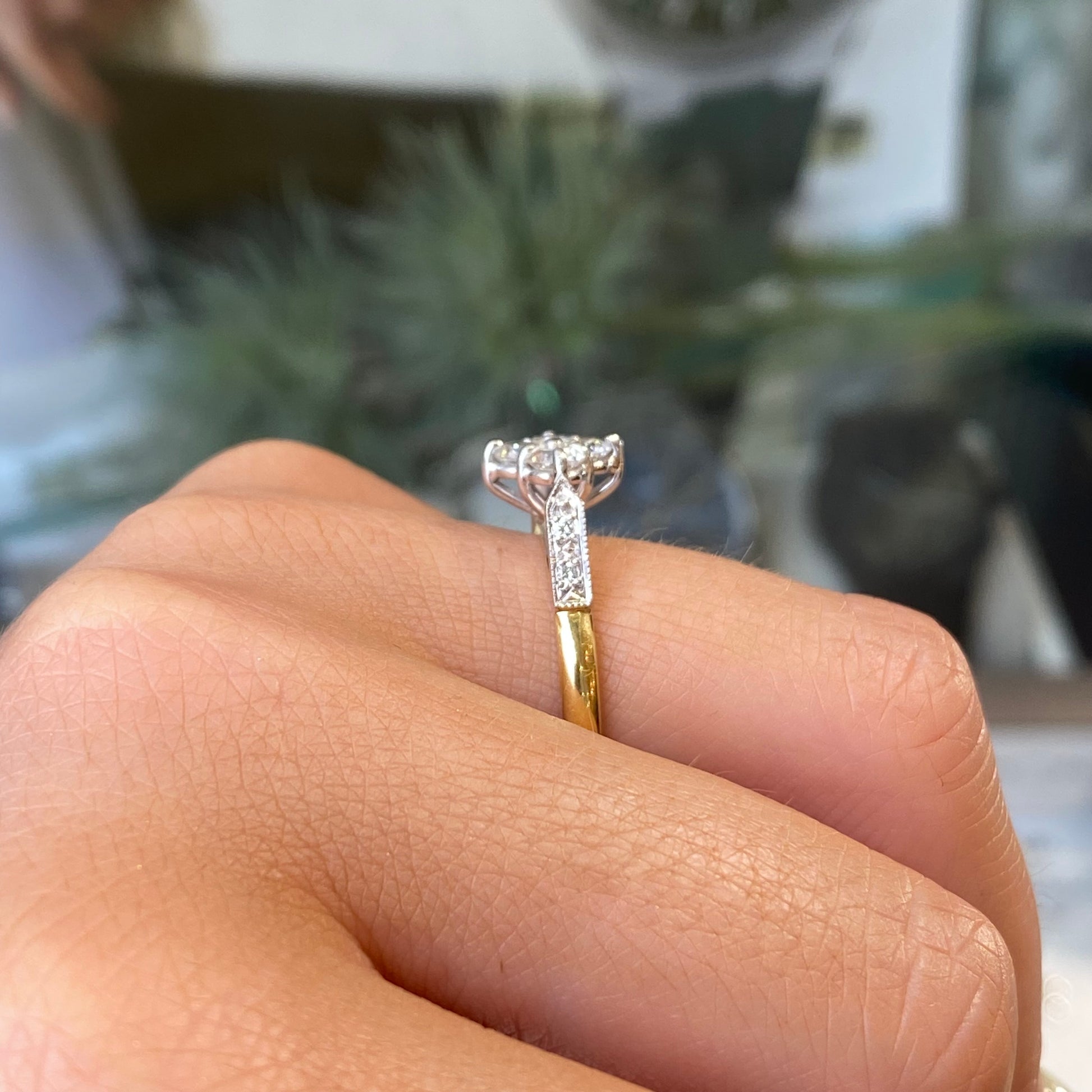 18ct Gold Diamond Boat Cluster Engagement Ring - John Ross Jewellers