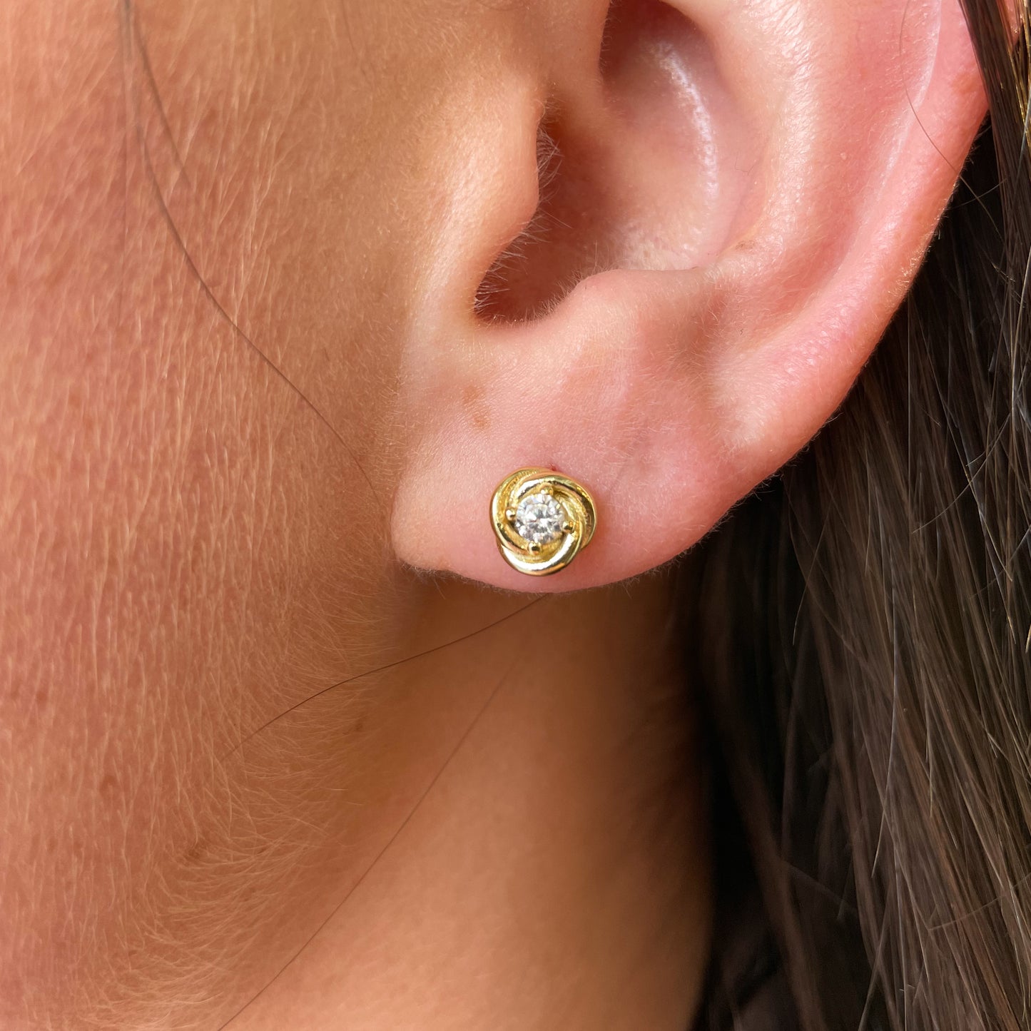 Sunshine CZ Knot Stud Earrings