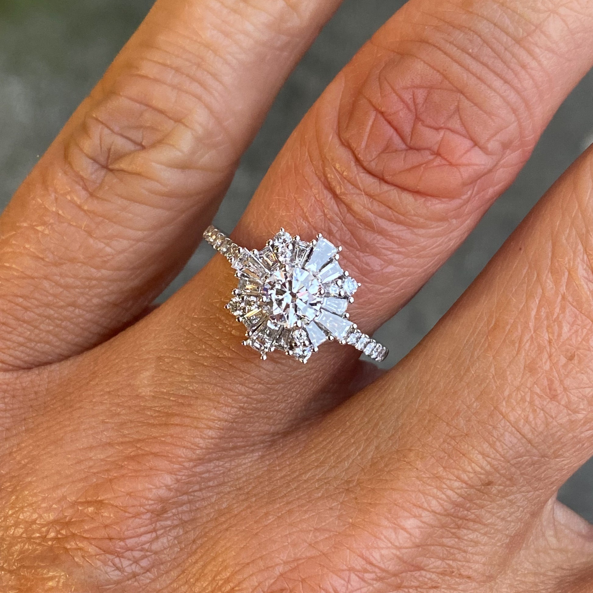 18ct White Gold Diamond Scatter Cluster Engagement Ring - John Ross Jewellers