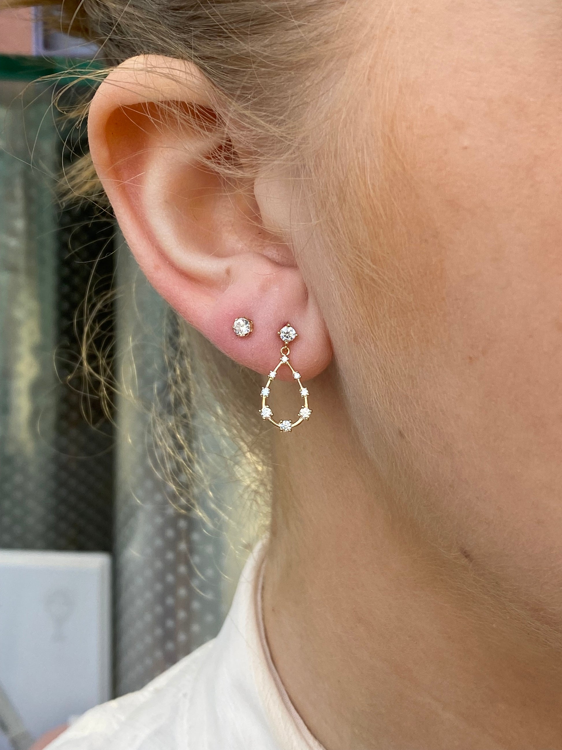 9ct Gold CZ Teardrop Shaped Drop Earrings - John Ross Jewellers