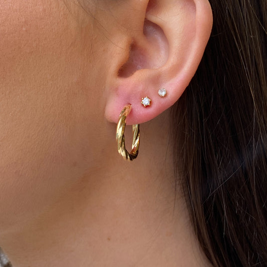 9ct Gold Triangle Twist Creole Hoop Earrings | 23mm - John Ross Jewellers