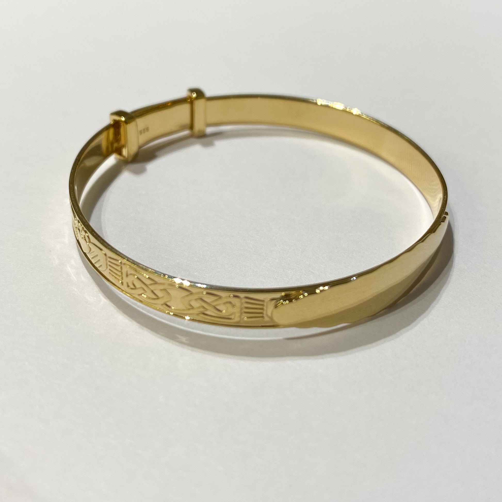Kids Gold Plated Silver Identity Bangle | Claddagh - John Ross Jewellers