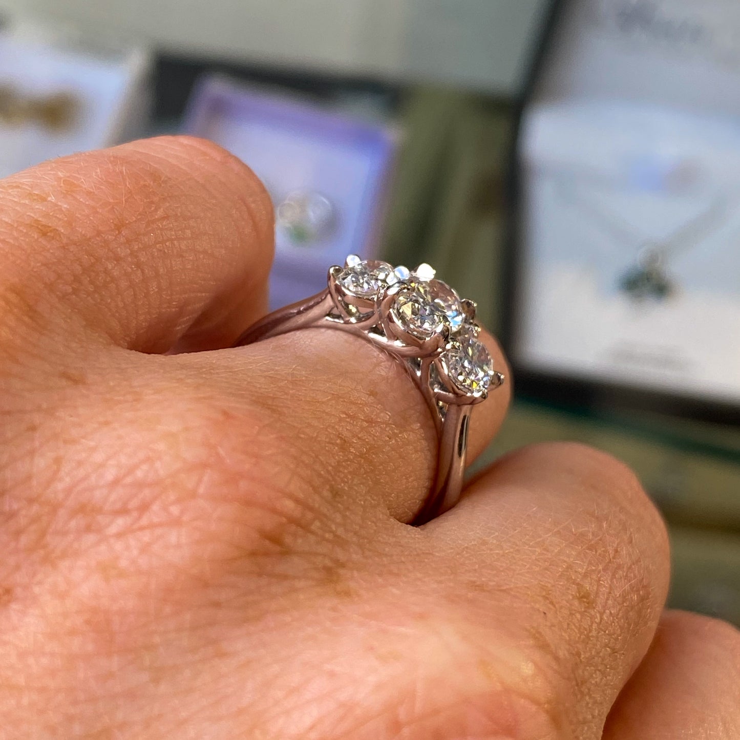 Platinum Oval Trilogy Diamond Engagement Ring | Certified - John Ross Jewellers