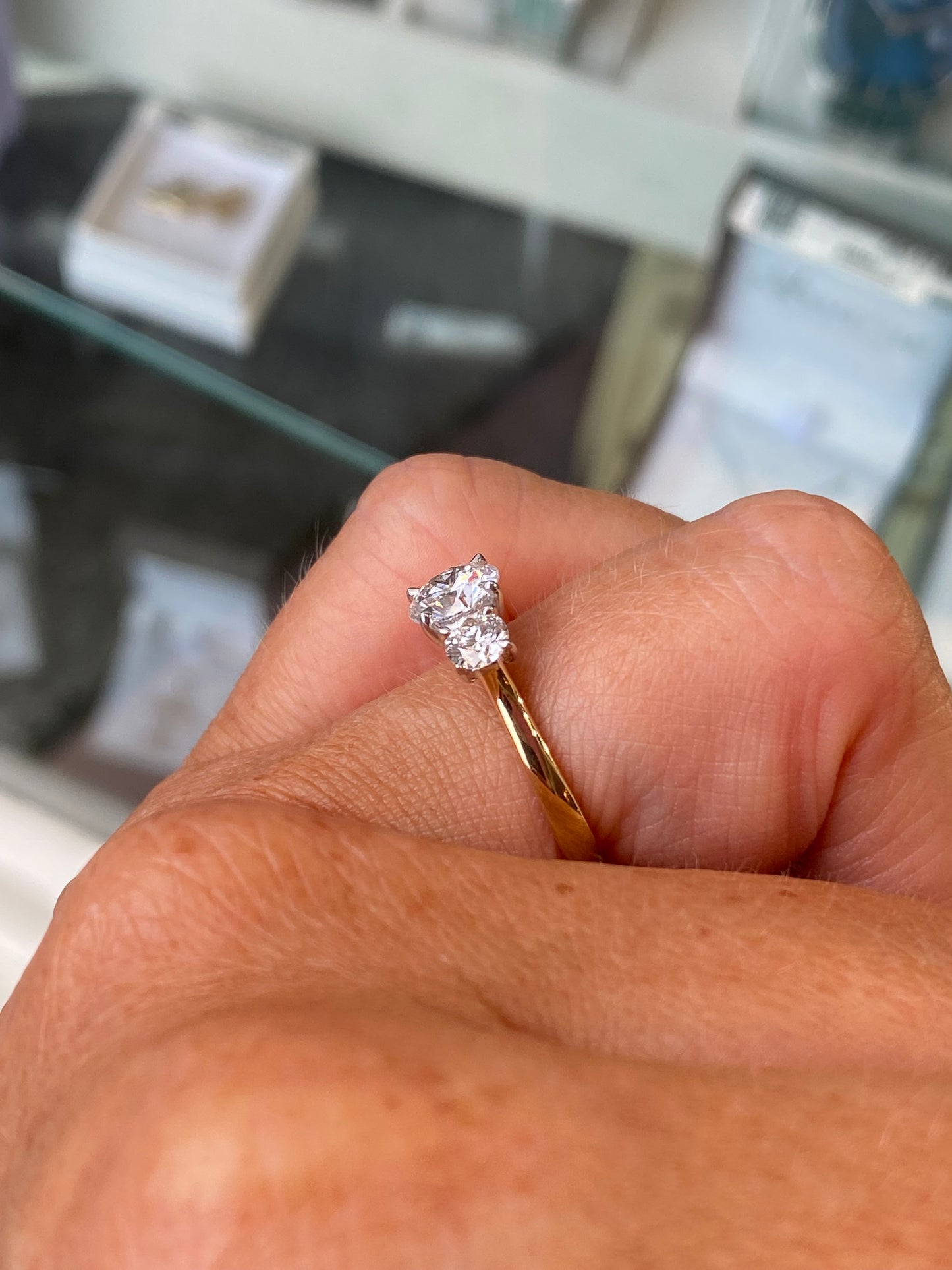 18ct Gold Trilogy Engagement Ring | Lab Certificated 1.56ct - John Ross Jewellers