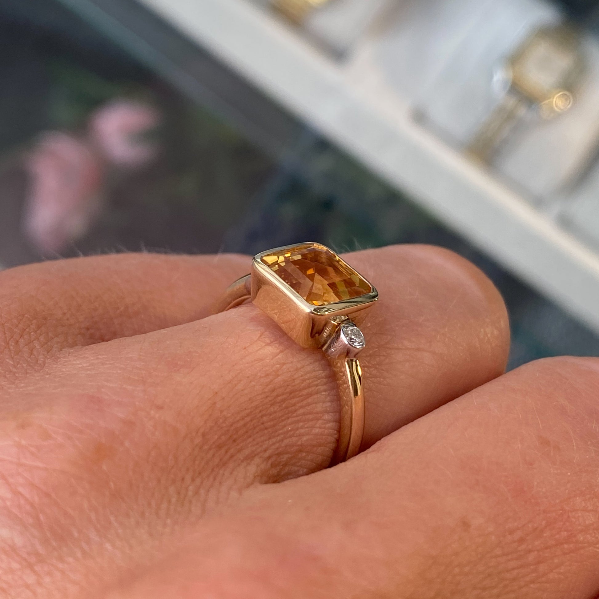 9ct Gold Citrine & Diamond Ring - John Ross Jewellers