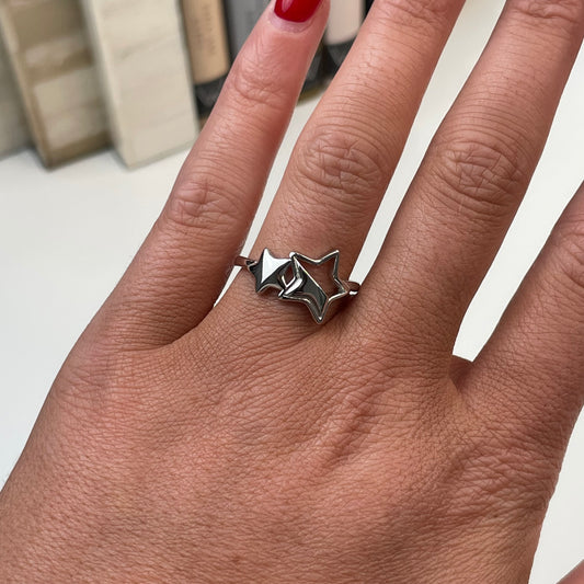 Silver Two Stars Ring - John Ross Jewellers