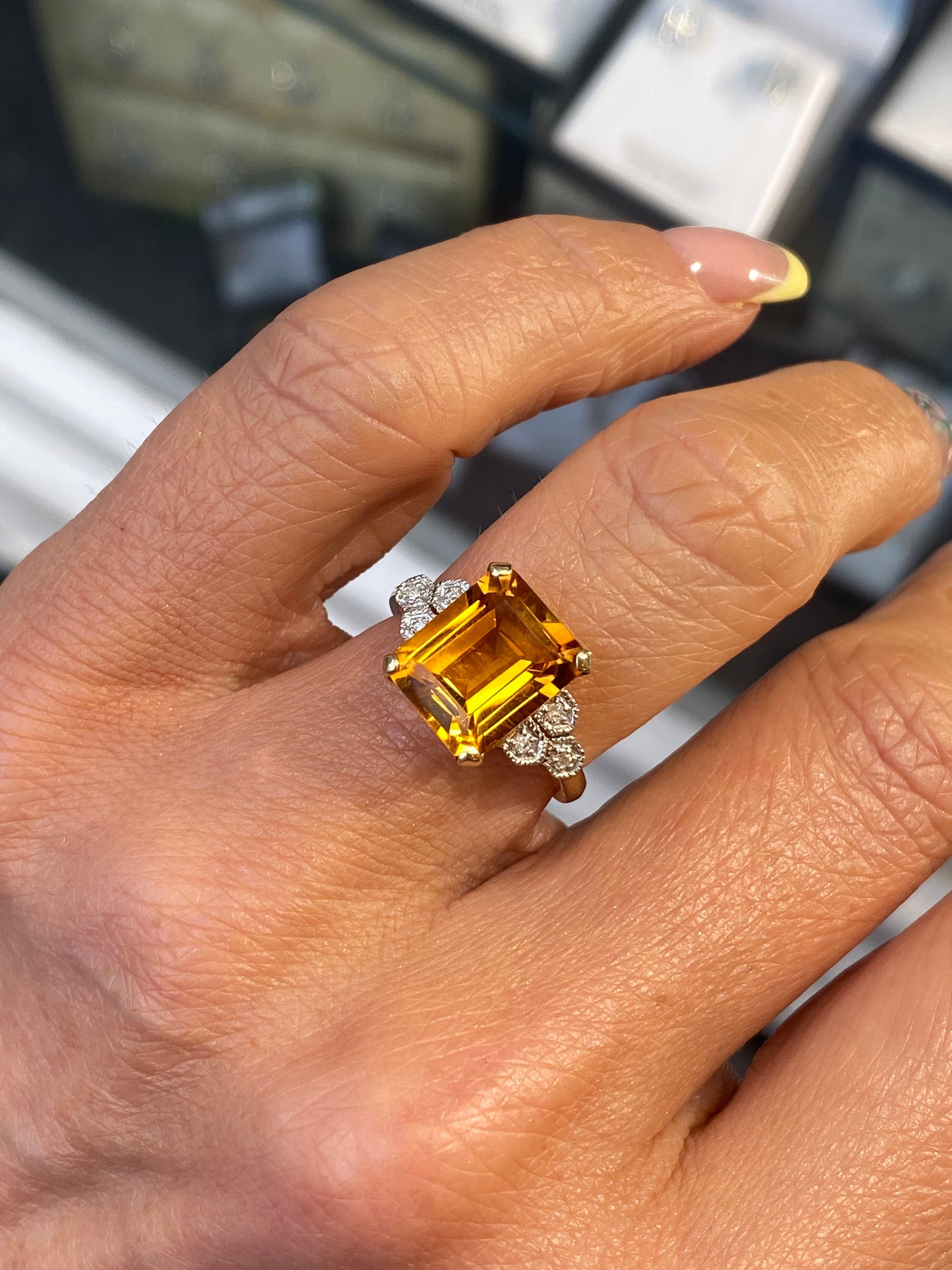 9ct Gold Citrine & Diamond Ring - John Ross Jewellers