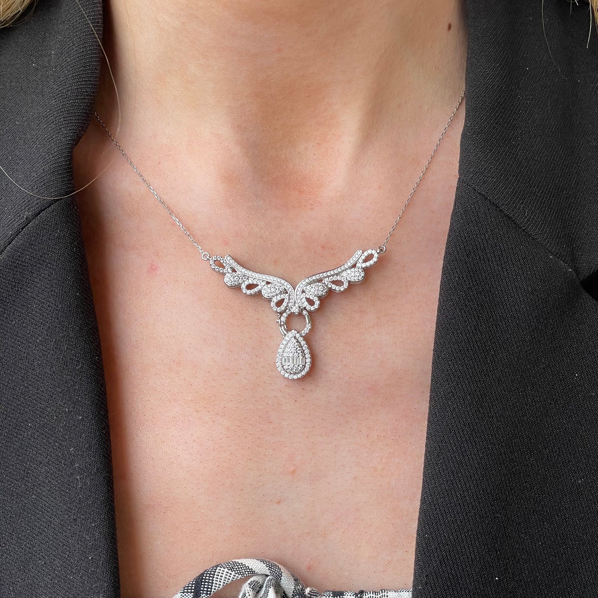 Silver CZ Statement Necklace - John Ross Jewellers