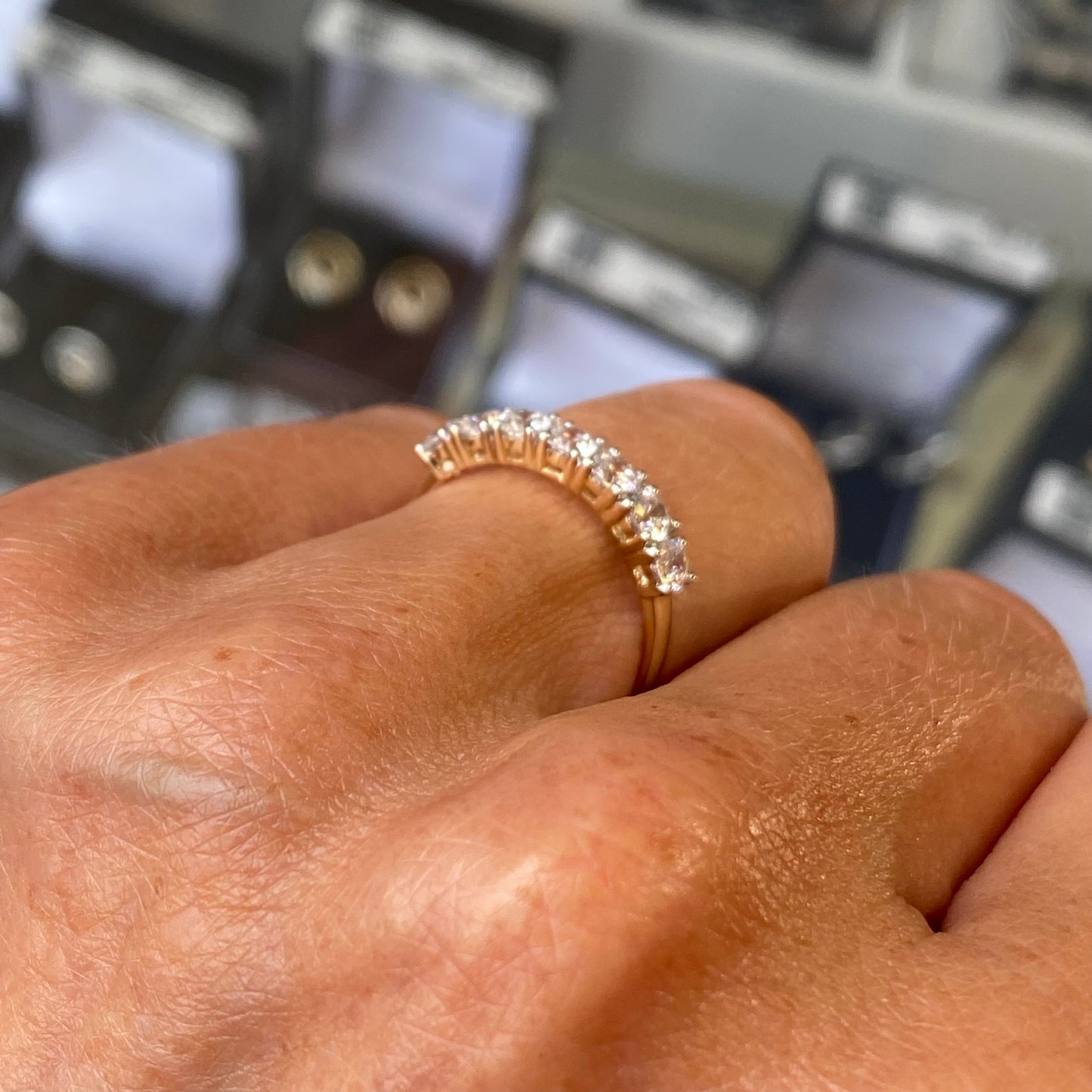 9ct Gold Seven Stone CZ Eternity Ring - John Ross Jewellers