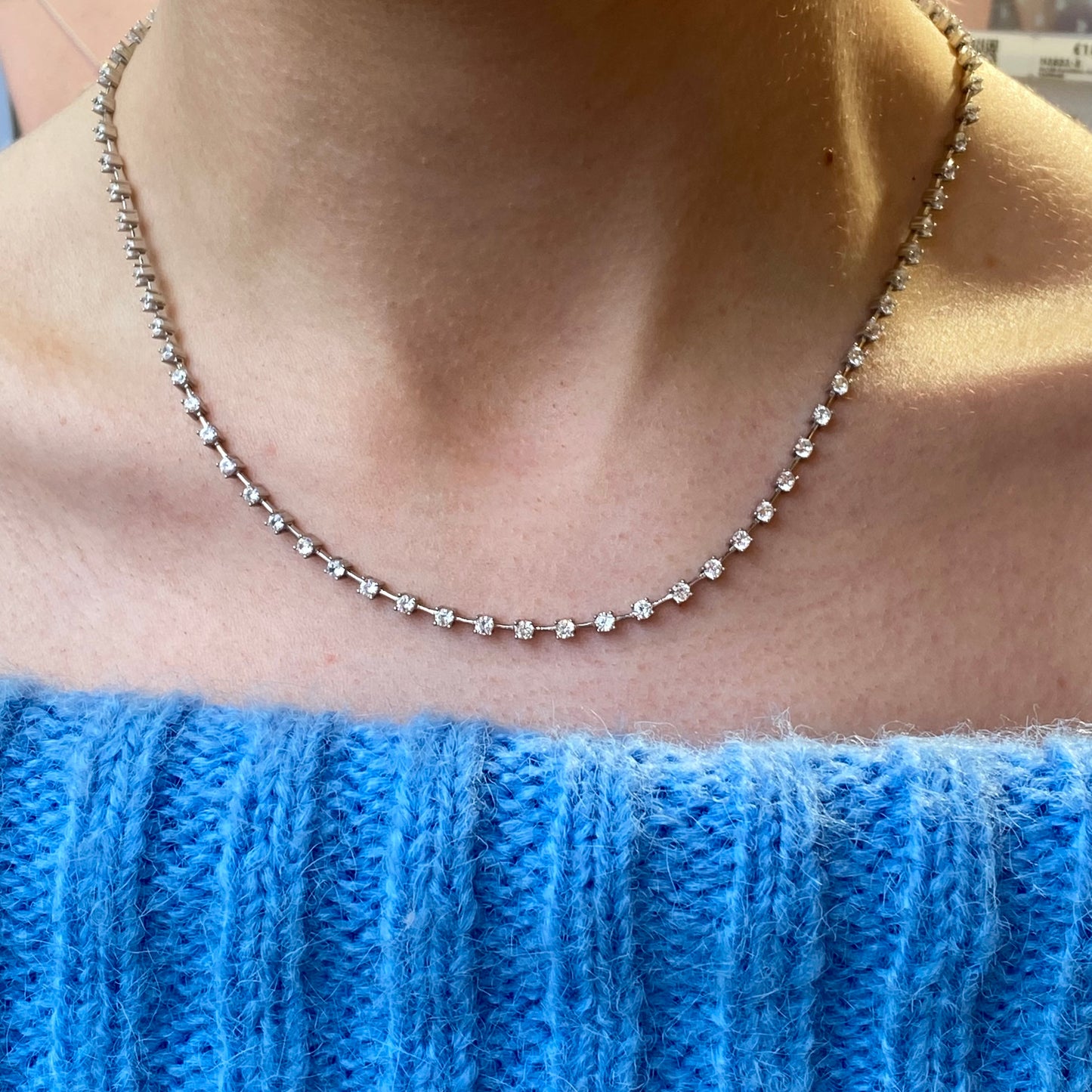 Silver Tennis Necklace | 42+4cm - John Ross Jewellers