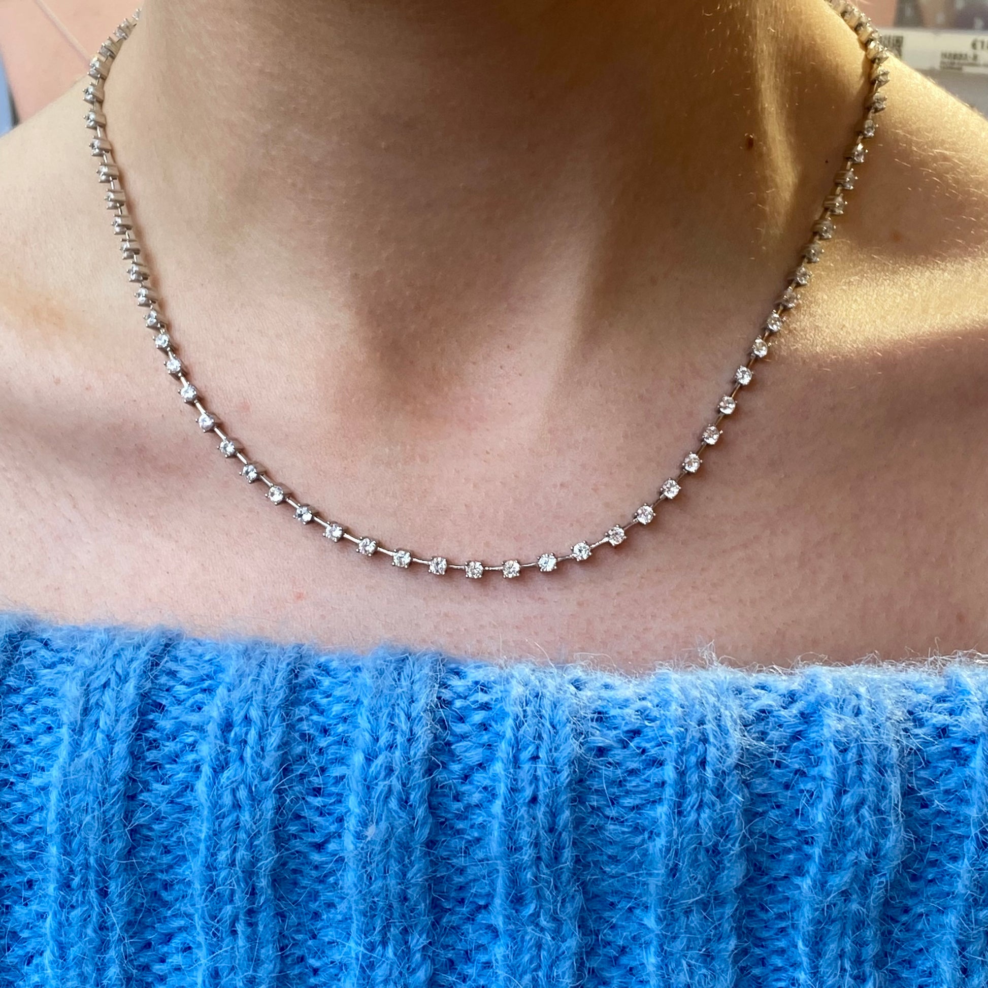 Silver Tennis Necklace | 42+4cm - John Ross Jewellers
