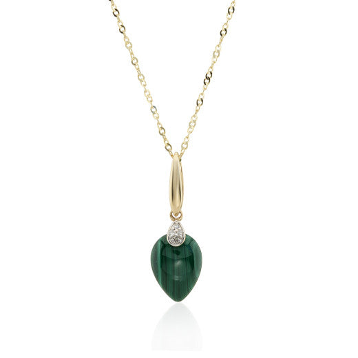 9ct Gold Malachite & Diamond Necklace - John Ross Jewellers