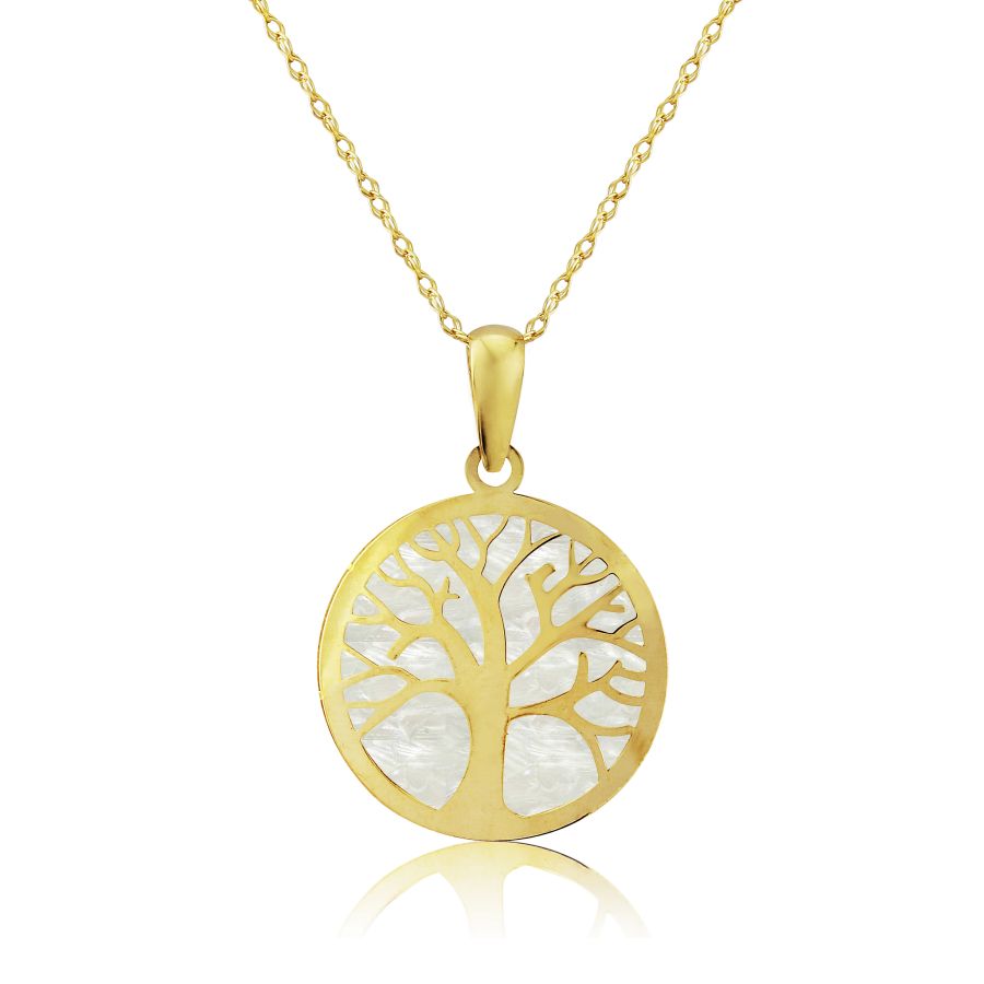 9ct Gold Mother of Pearl Tree of Life Necklace - John Ross Jewellers