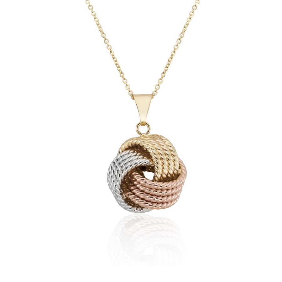 9ct Gold Three Tone Rope Knot Necklace