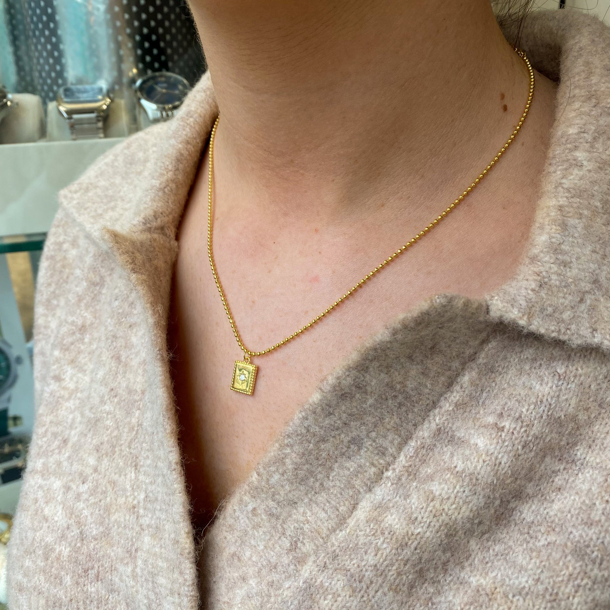 Sunshine Star Set CZ Rectangle Necklace | 40+5cm - John Ross Jewellers