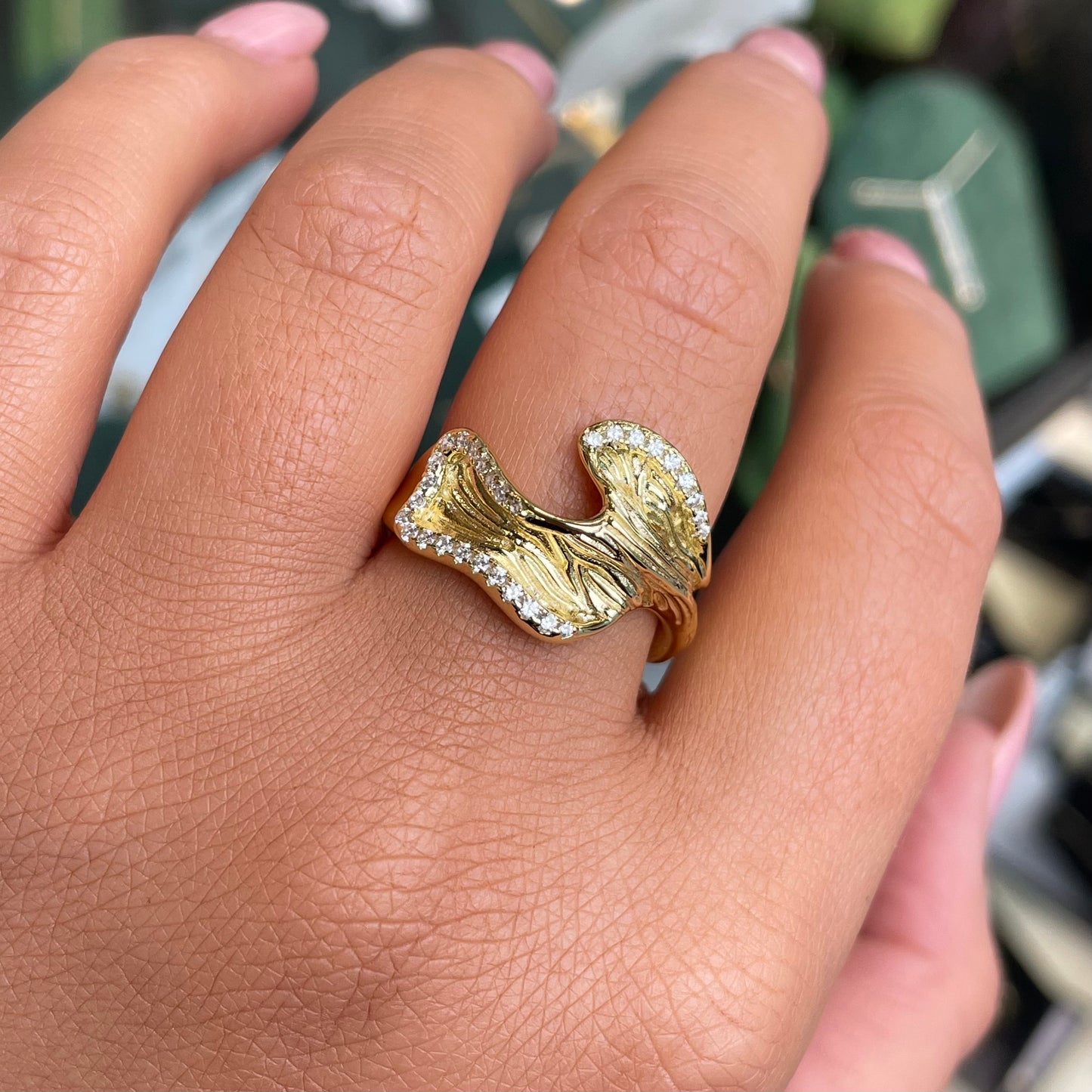 Sunshine CZ Textured Ring