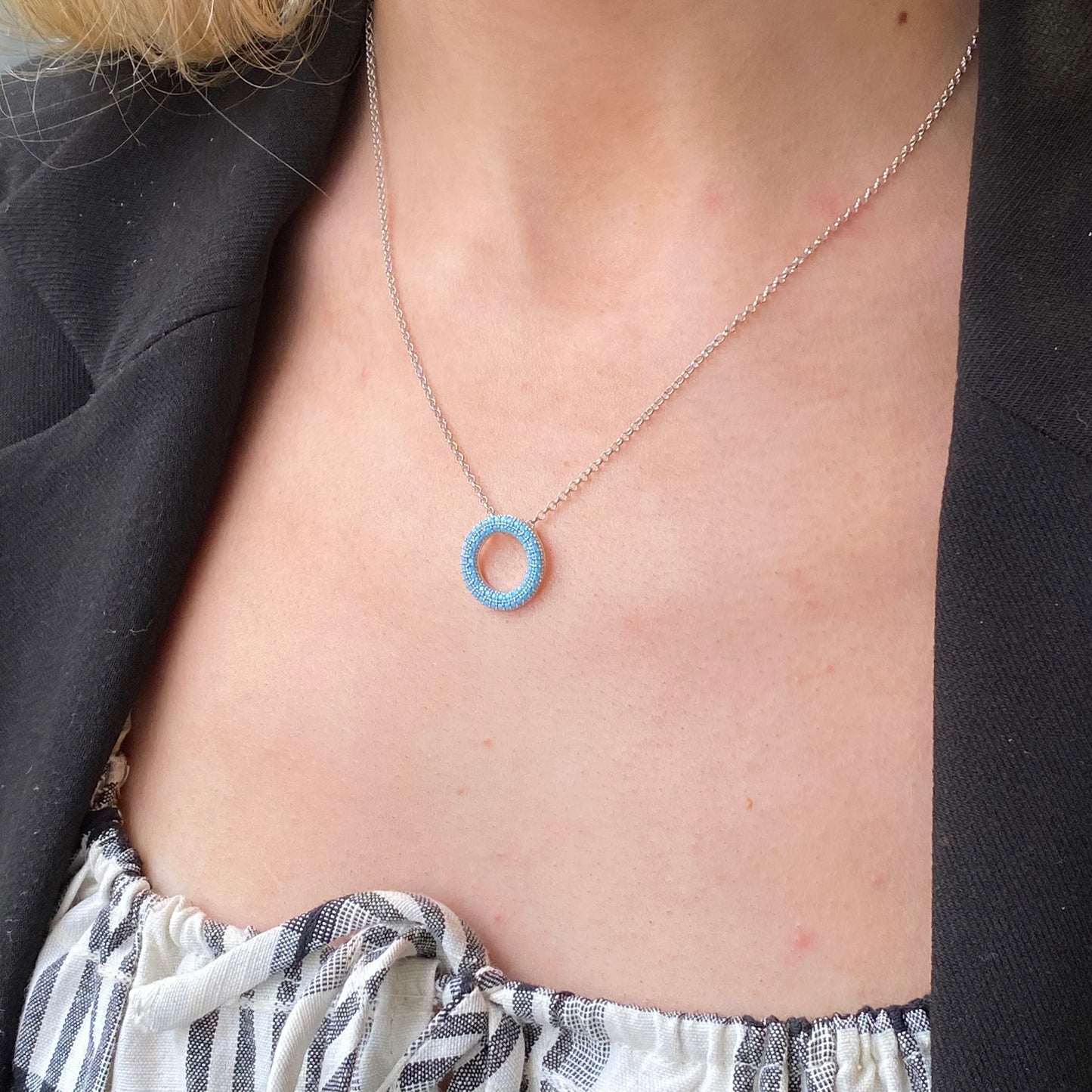 Silver Turquoise Nano Eternity Necklace | 42+3cm - John Ross Jewellers