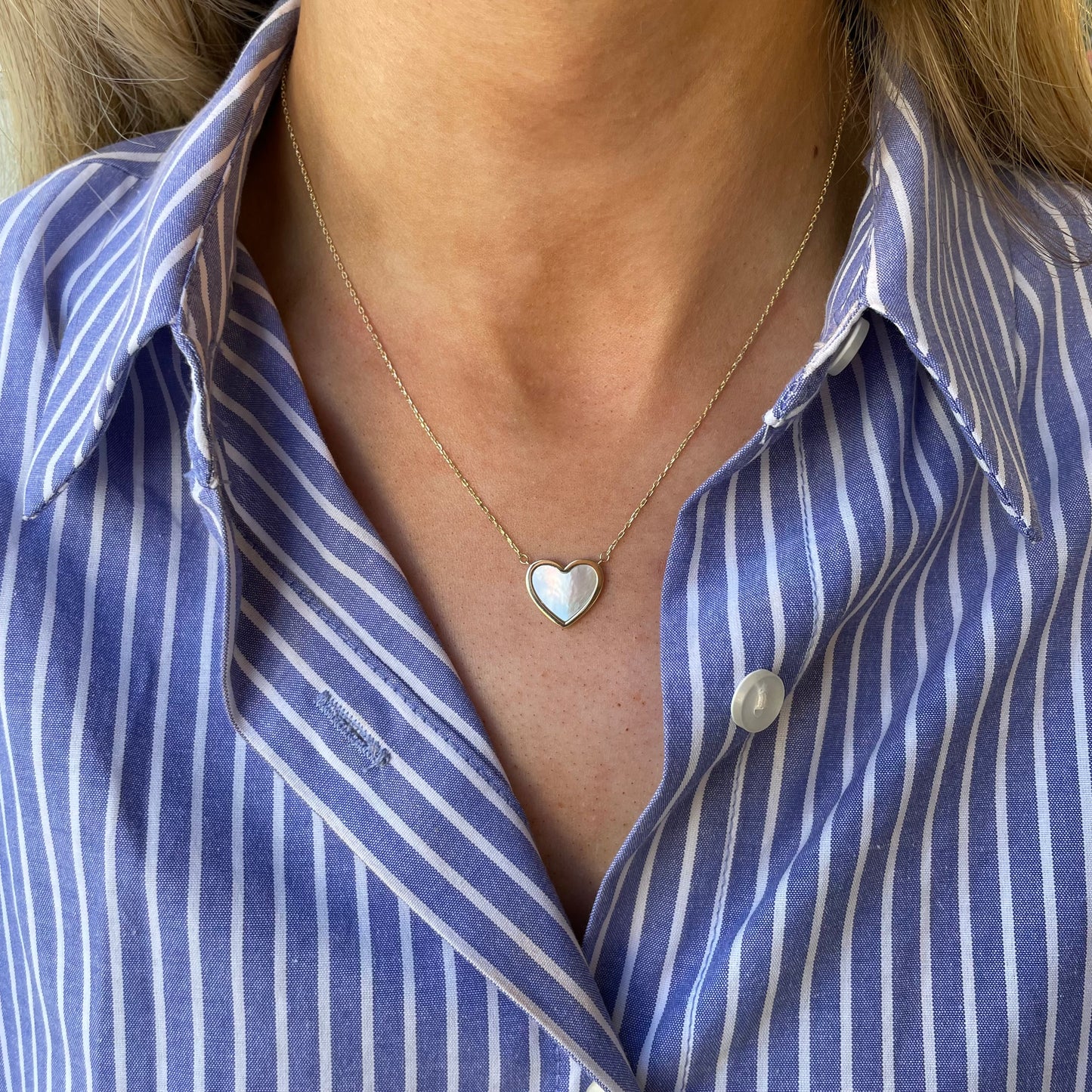 9ct Gold Mother of Pearl Heart Necklace - John Ross Jewellers