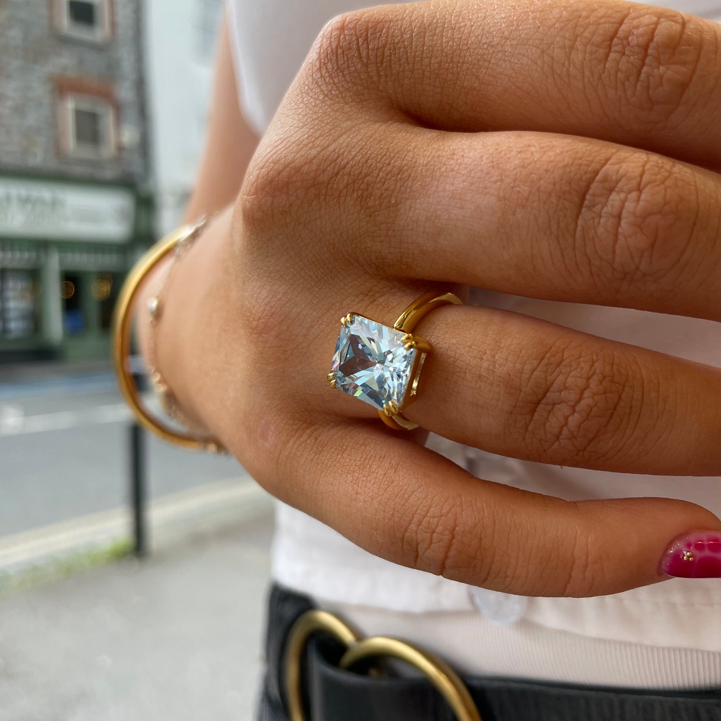 Sunshine Blue Ice Solitaire Ring - John Ross Jewellers