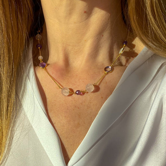 Luberon Amethyst & Rose Quartz Necklace | 46cm - John Ross Jewellers