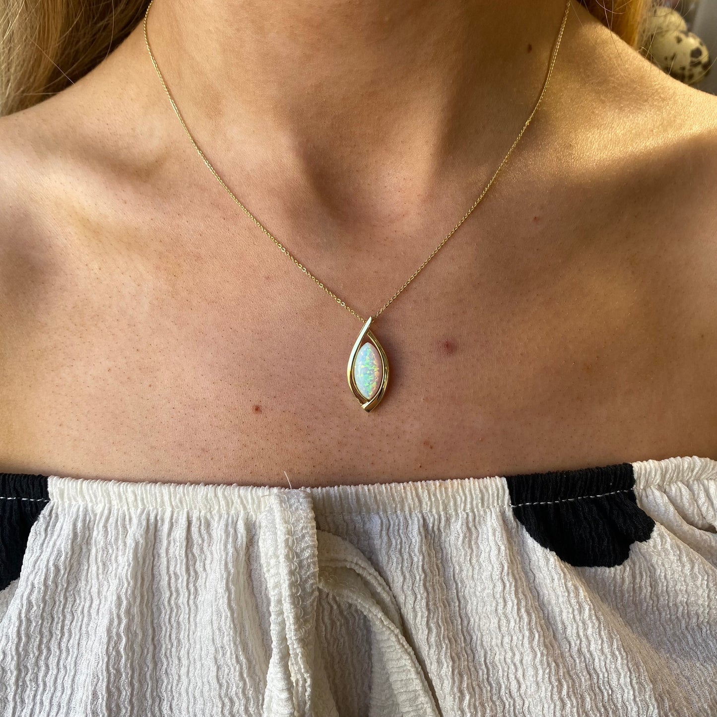 9ct Gold Marquise Opalique Necklace - John Ross Jewellers