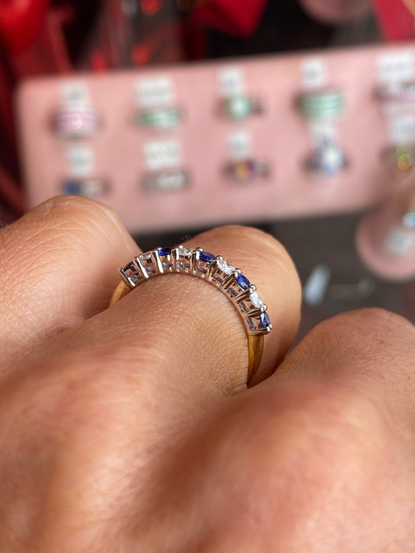 18ct Gold Nine Stone Sapphire & Diamond Eternity Ring