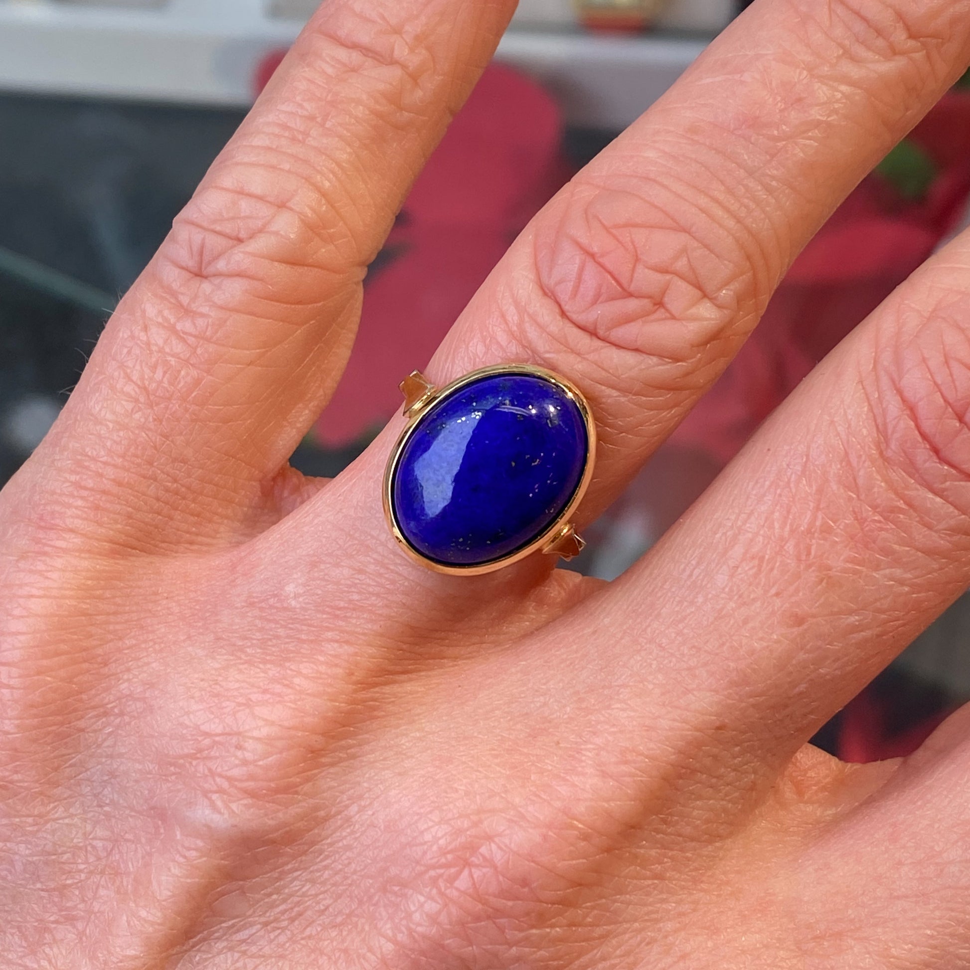 18ct Gold 16x12 Lapis Lazuli Ring - John Ross Jewellers