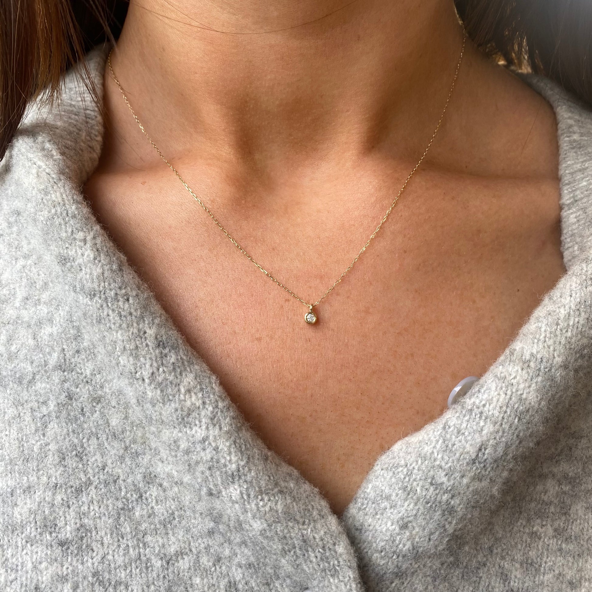 9ct Gold Diamond Solitaire Pendant Necklace | 0.07ct - John Ross Jewellers