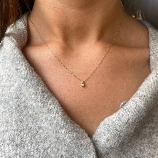 9ct Gold Diamond Solitaire Pendant Necklace | 0.07ct - John Ross Jewellers