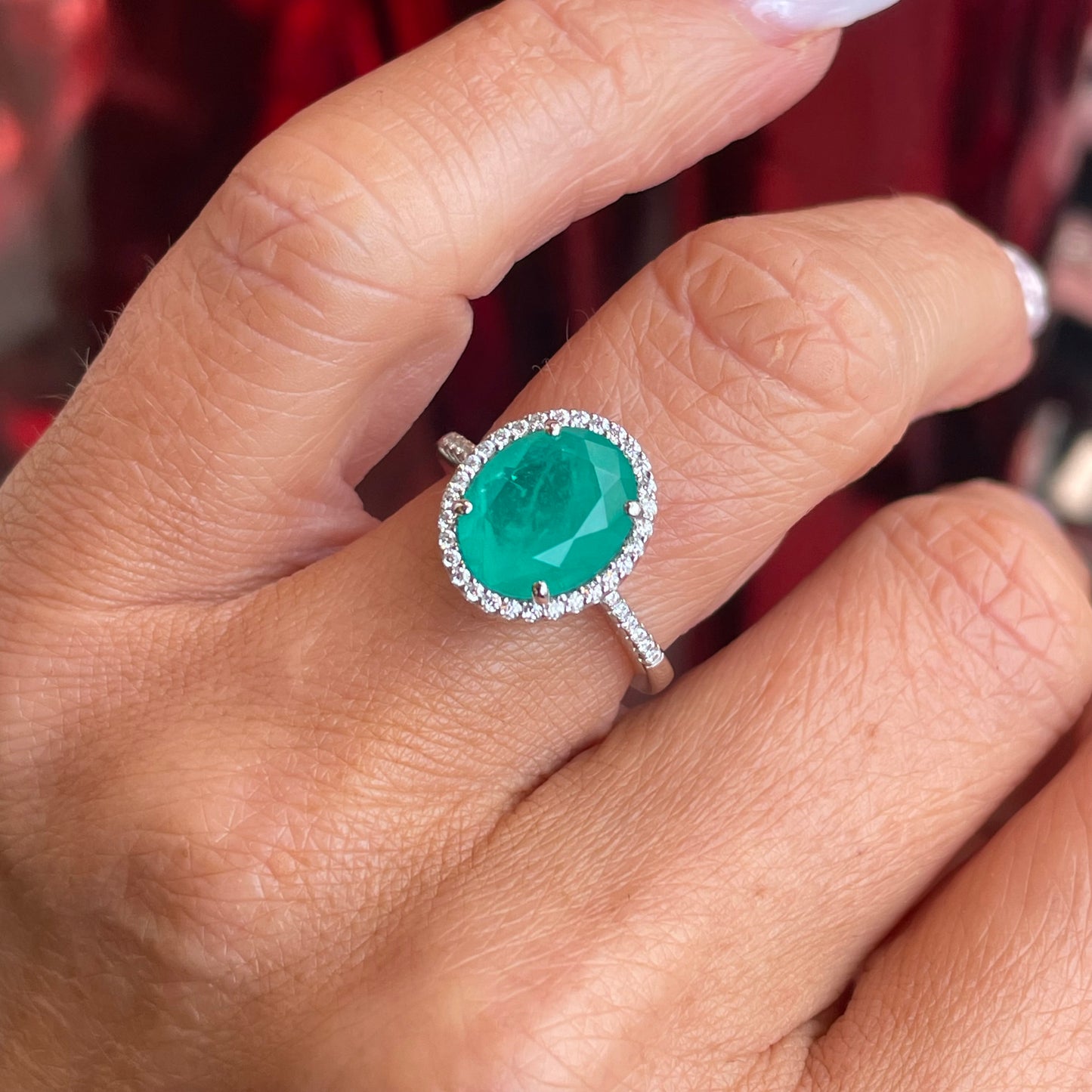 Silver Oval Diana Cluster Ring | Paraiba