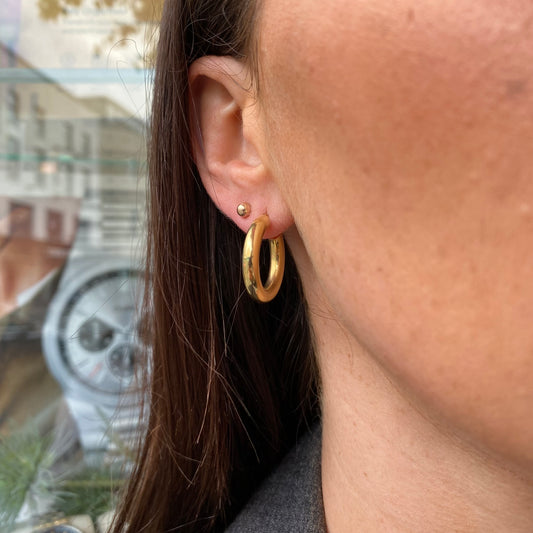 9ct Gold Classic Tube Hoop Earrings 15mm - John Ross Jewellers