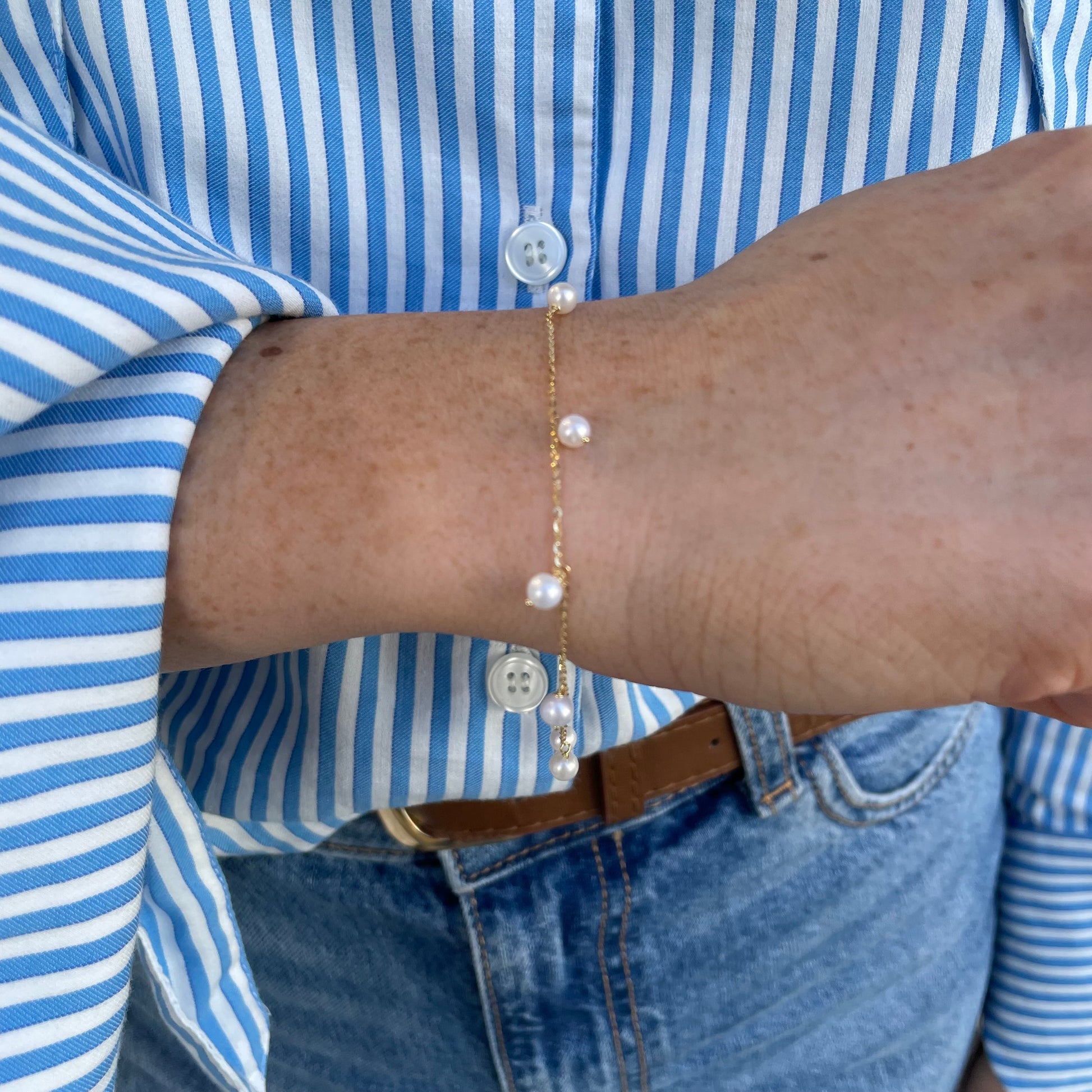 9ct Gold Freshwater Pearl Drop Bracelet - John Ross Jewellers