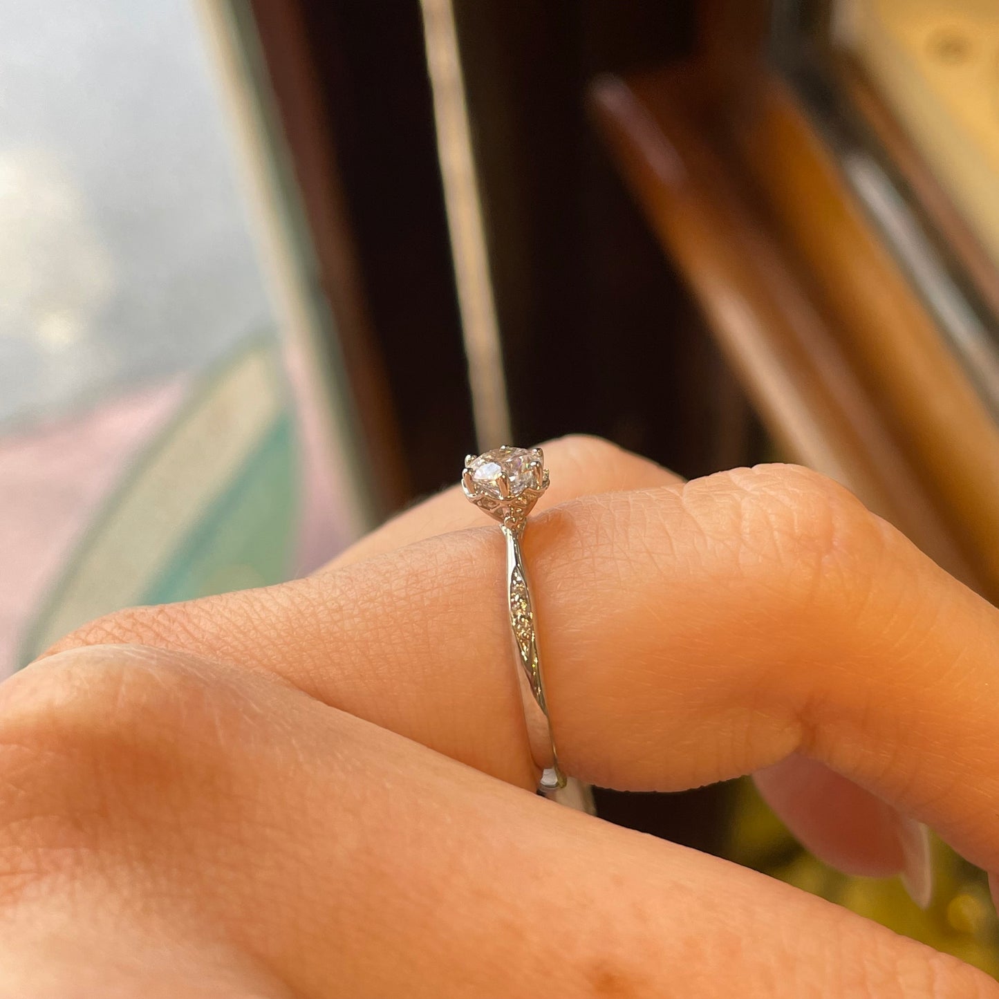 9ct White Gold Six Claw CZ Solitaire Ring