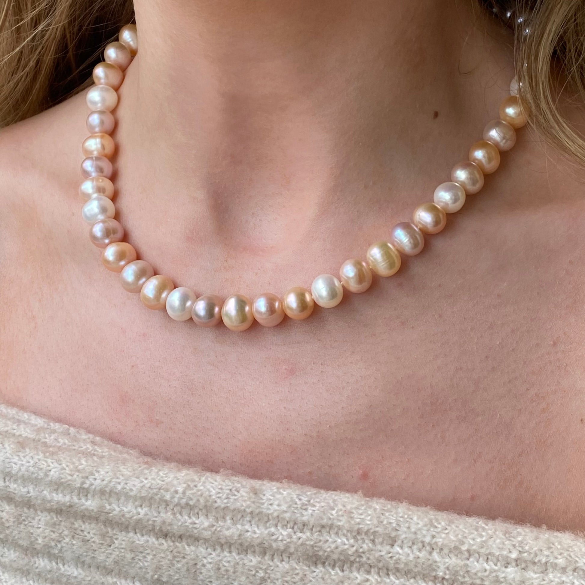 Peaches & Cream Cultured Freshwater Pearl Necklace - John Ross Jewellers