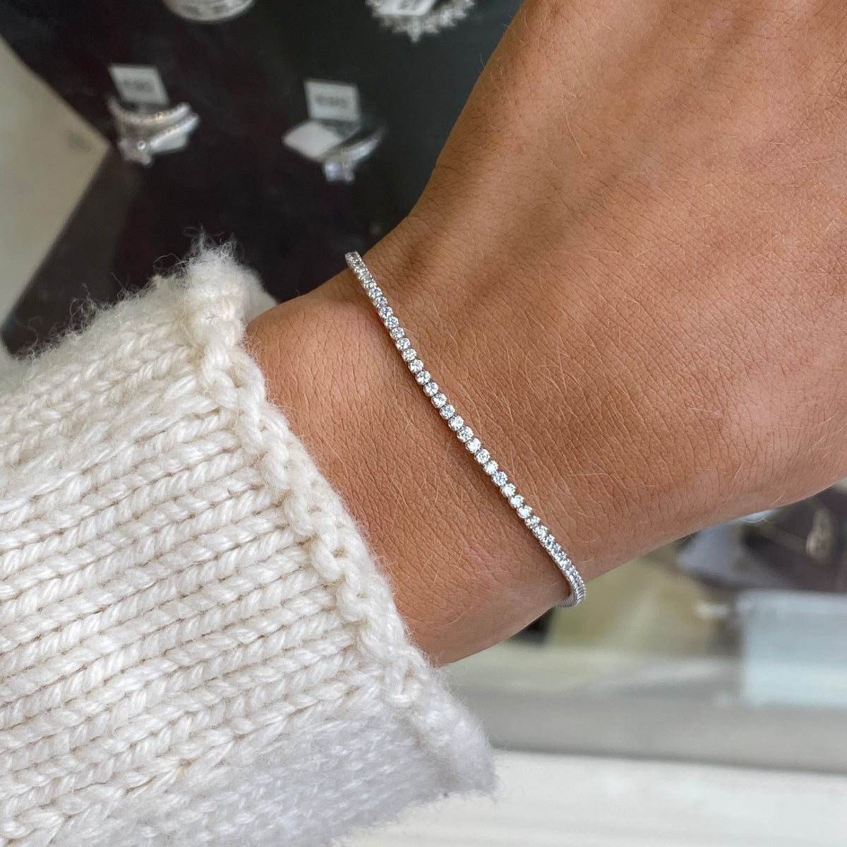 Silver Claw Set Tennis Bracelet | 1.5mm | 17+3cm