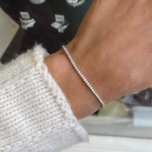 Silver Claw Set Tennis Bracelet | 1.5mm | 17+3cm