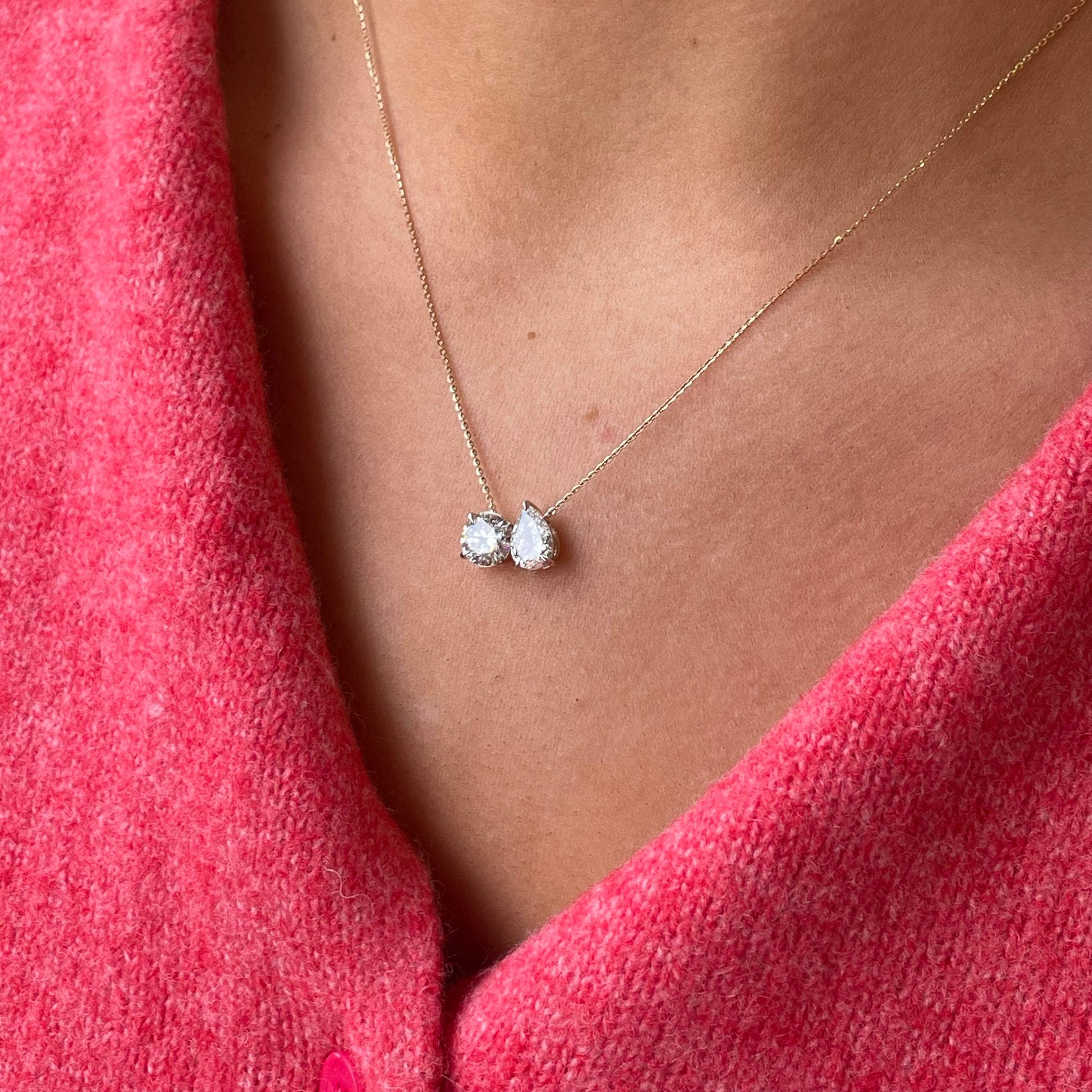 9ct Gold Lab Moi et Toi Necklace | 2.65ct - John Ross Jewellers