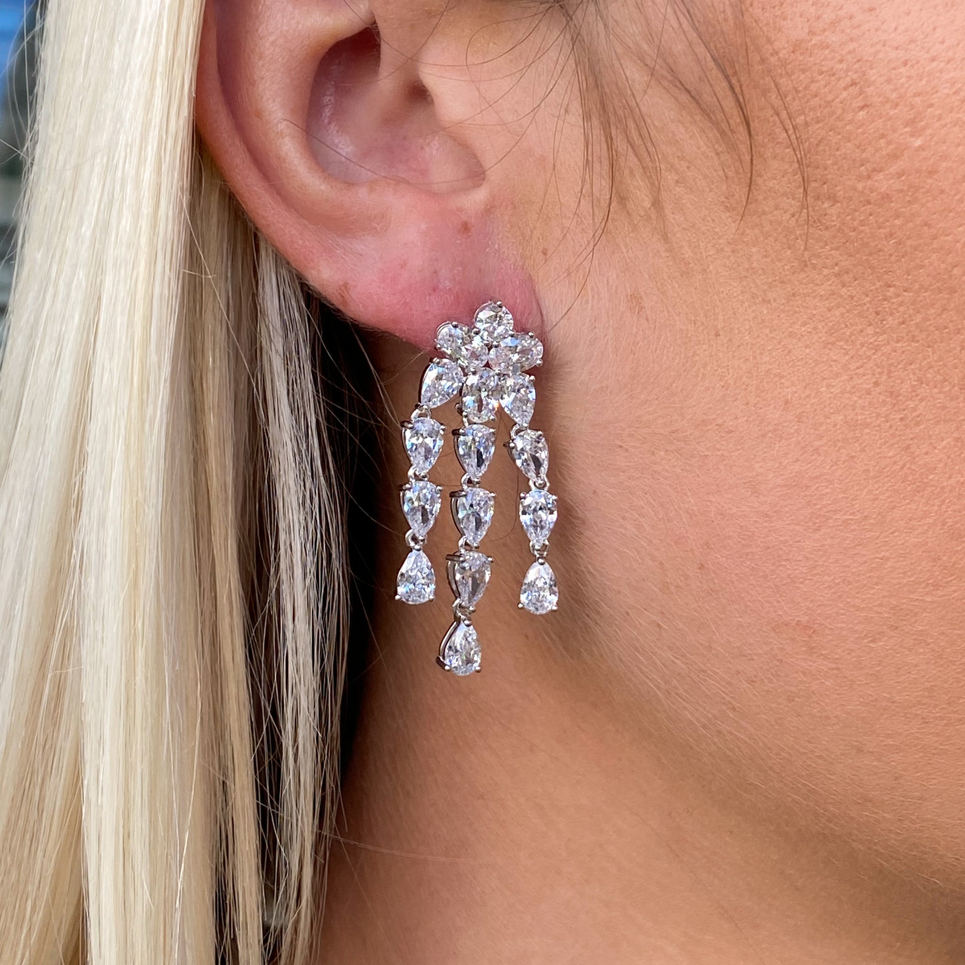 Silver Audrey CZ Drop Earrings - John Ross Jewellers
